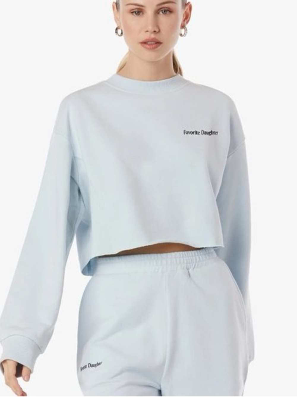 Favorite Daughter -  Light blue cropped oversized pullover sweatshirt XL